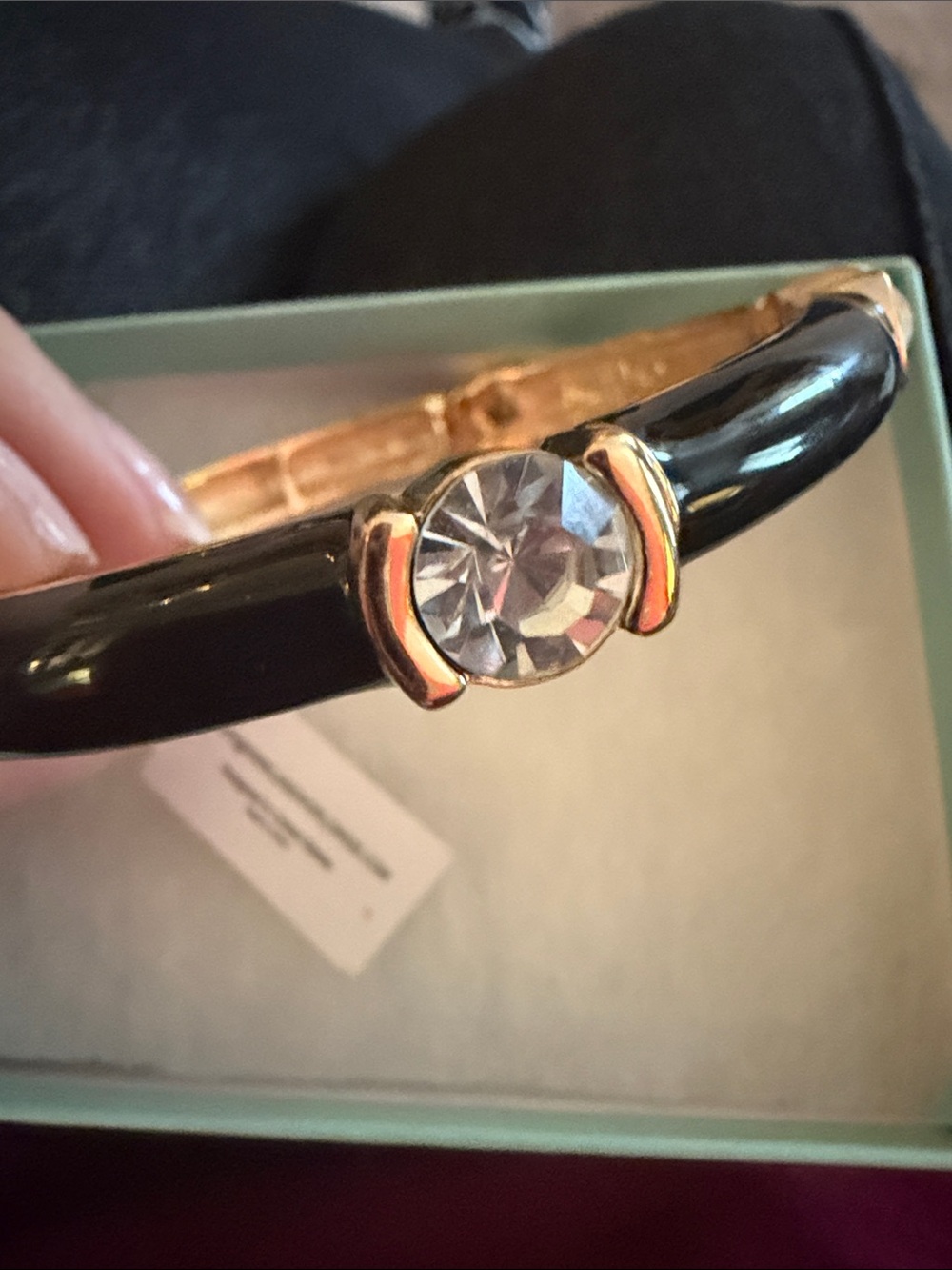 Park Lane Gold-Tone Black Bracelet with Clear Crystal